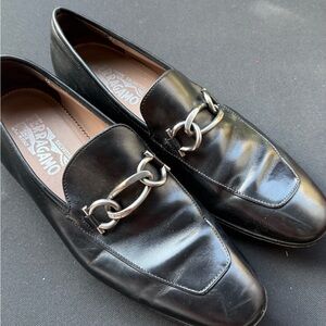 Salvatore Ferragamo Black Leather Men's Loafers